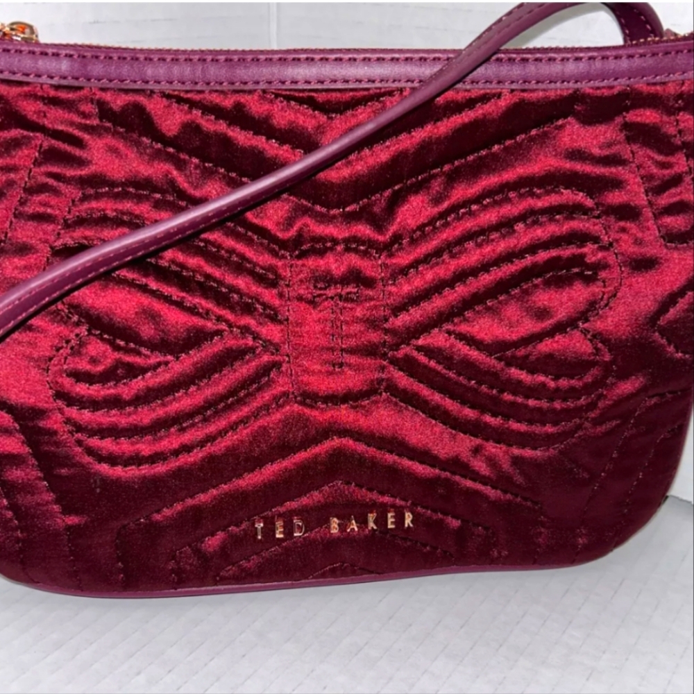 TED BAKER Red Burgundy Crossbody Bow Bag